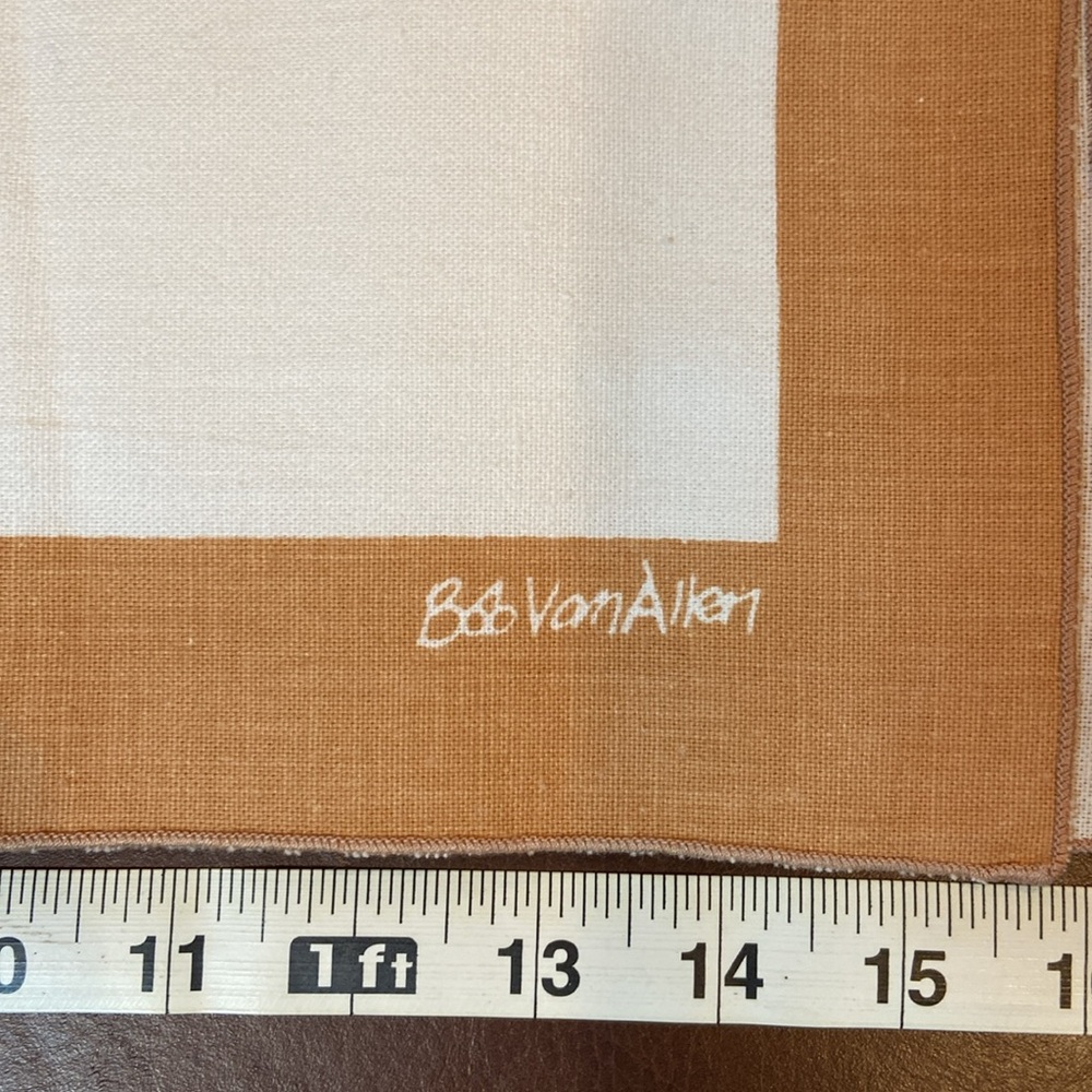 Vintage Bob Van Allen cloth napkins, ivory & tan, 16x16, set of 12 - Picture 2 of 4